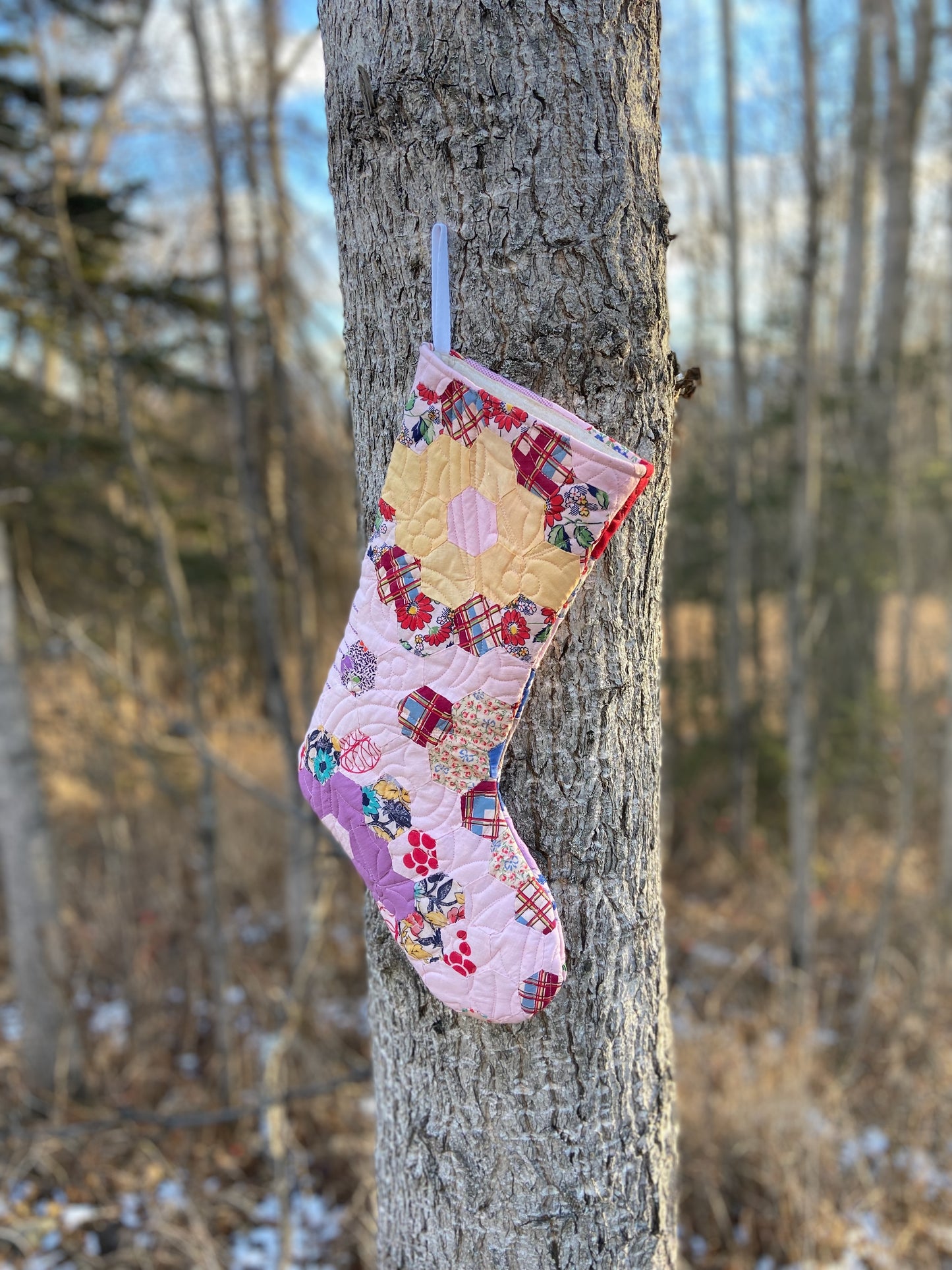 Vintage Quilt Stocking (Gram's Flower Garden)