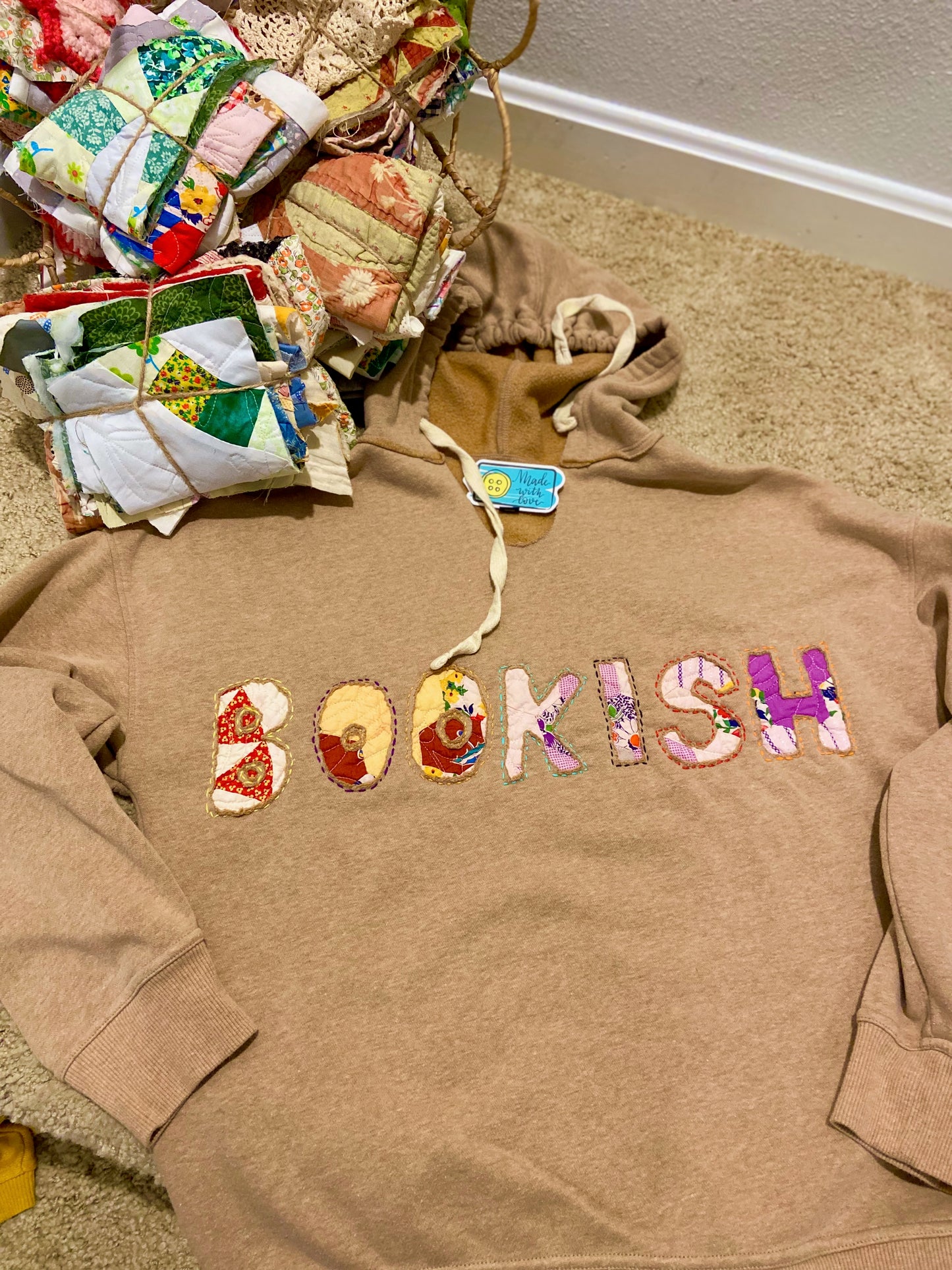 BOOKISH reverse appliqué hoodie sweatshirt