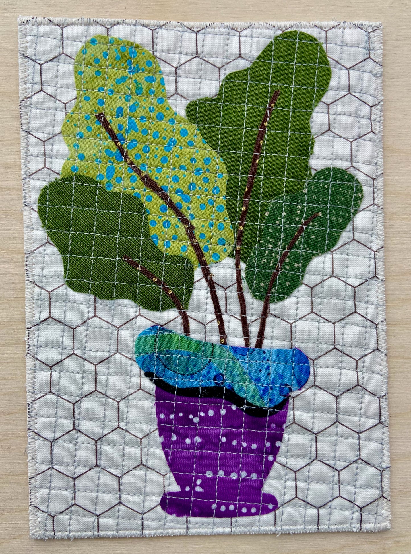 Quilted Fabric Plant Postcard *Original