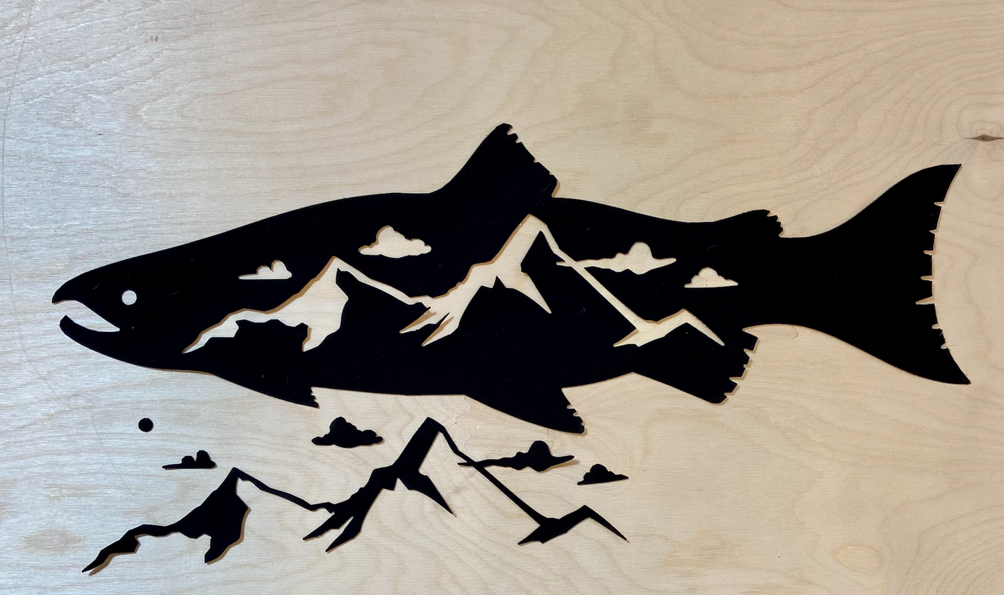 Majestic Mountains Fish Silhouette (Pre-fused Appliqué)